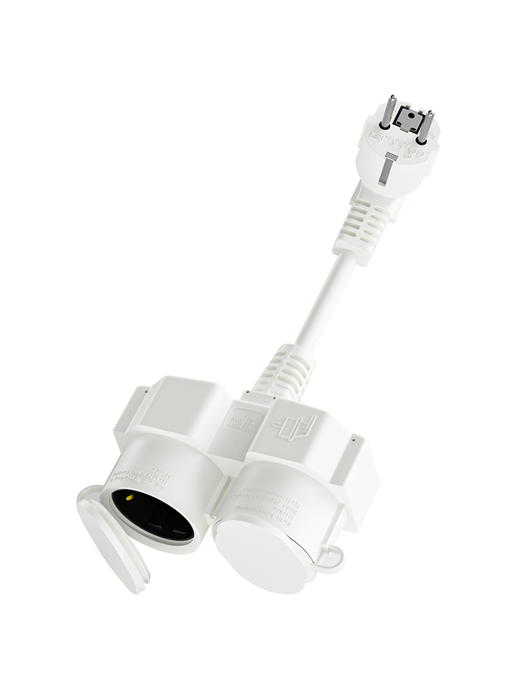 Outdoor Power Vac - كابل تمديد أوروبي مع مقبسين شوكو،