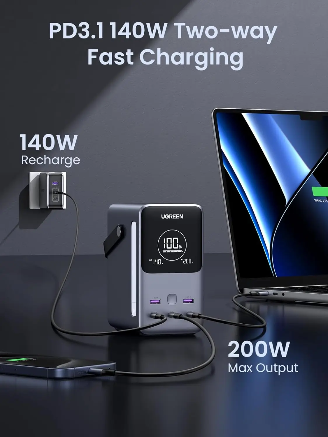 شاحن محمول UGREEN بقوة 300 واط - مراجعة Ugreen Outdoor Power Bank وسعره