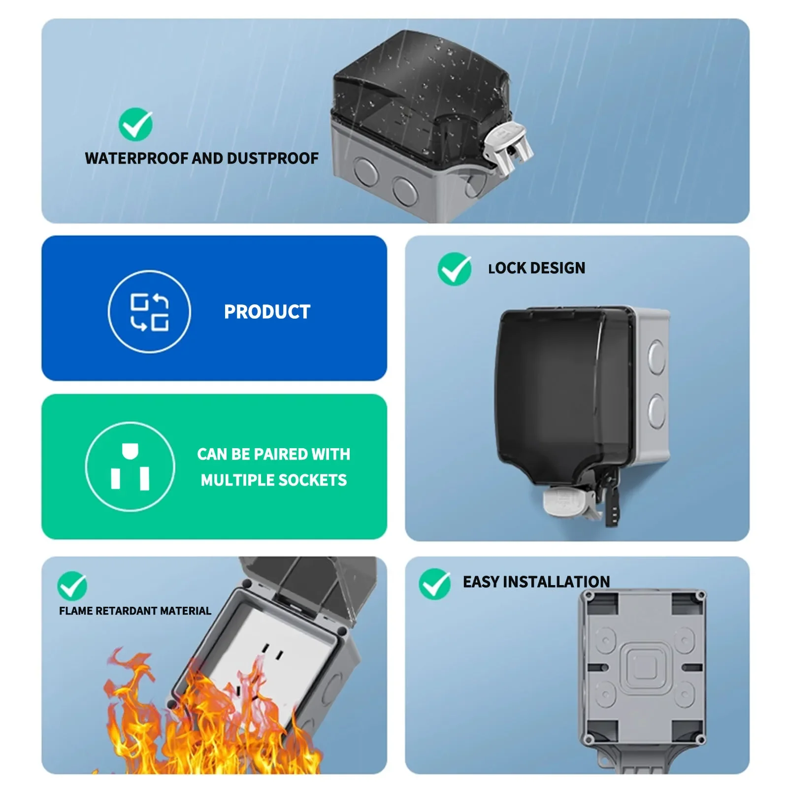 IP66 مقبس خارجي 220 فولت مآخذ  - مراجعة Outdoor Power Box Cover وسعره
